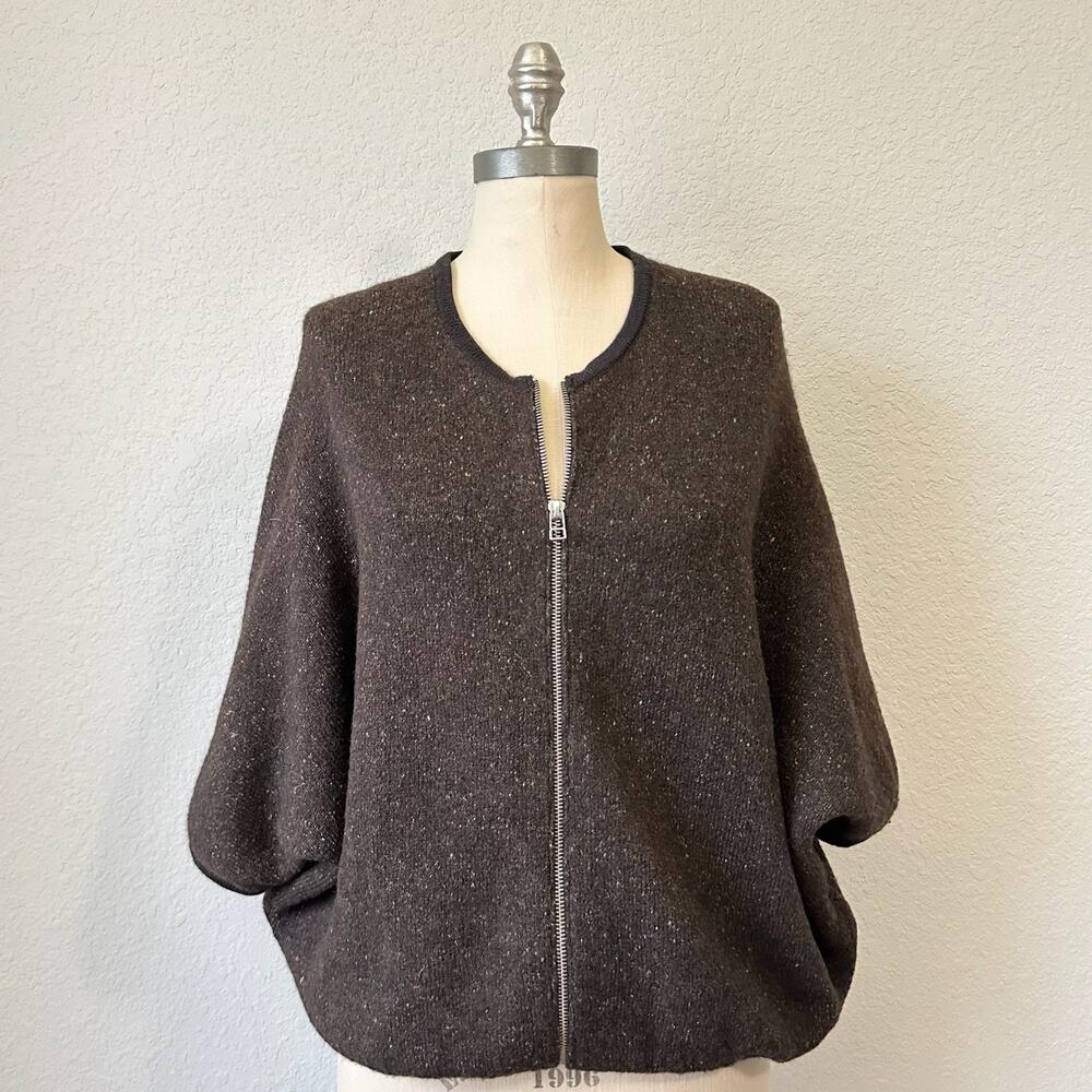 BELLEROSE Asego Sweater Taupe Oversized Italian Yarn Merino Batwing